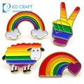 Wholesale no minimum cheap custom metal stamping rainbow colorful enamel gay pride lgbt pins